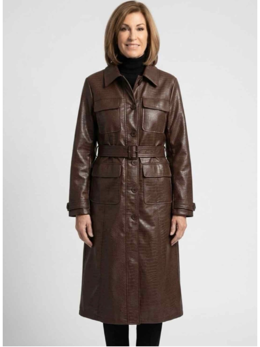 Rebecca Minkoff Croc Embossed Faux Leather Trench Coat NWT Size Medium